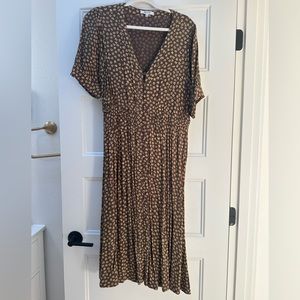 Madewell Brown Flutter Sleeve Wrap Midi Dress